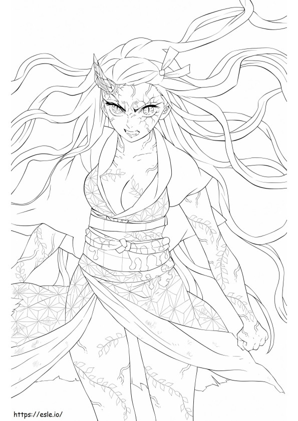 Demon Nezuko coloring page