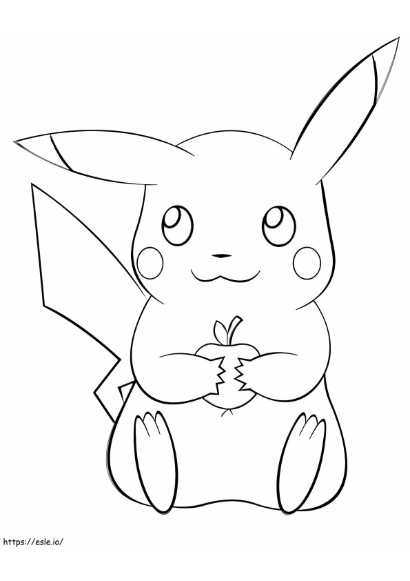 Pikachu Met Een Appel kleurplaat