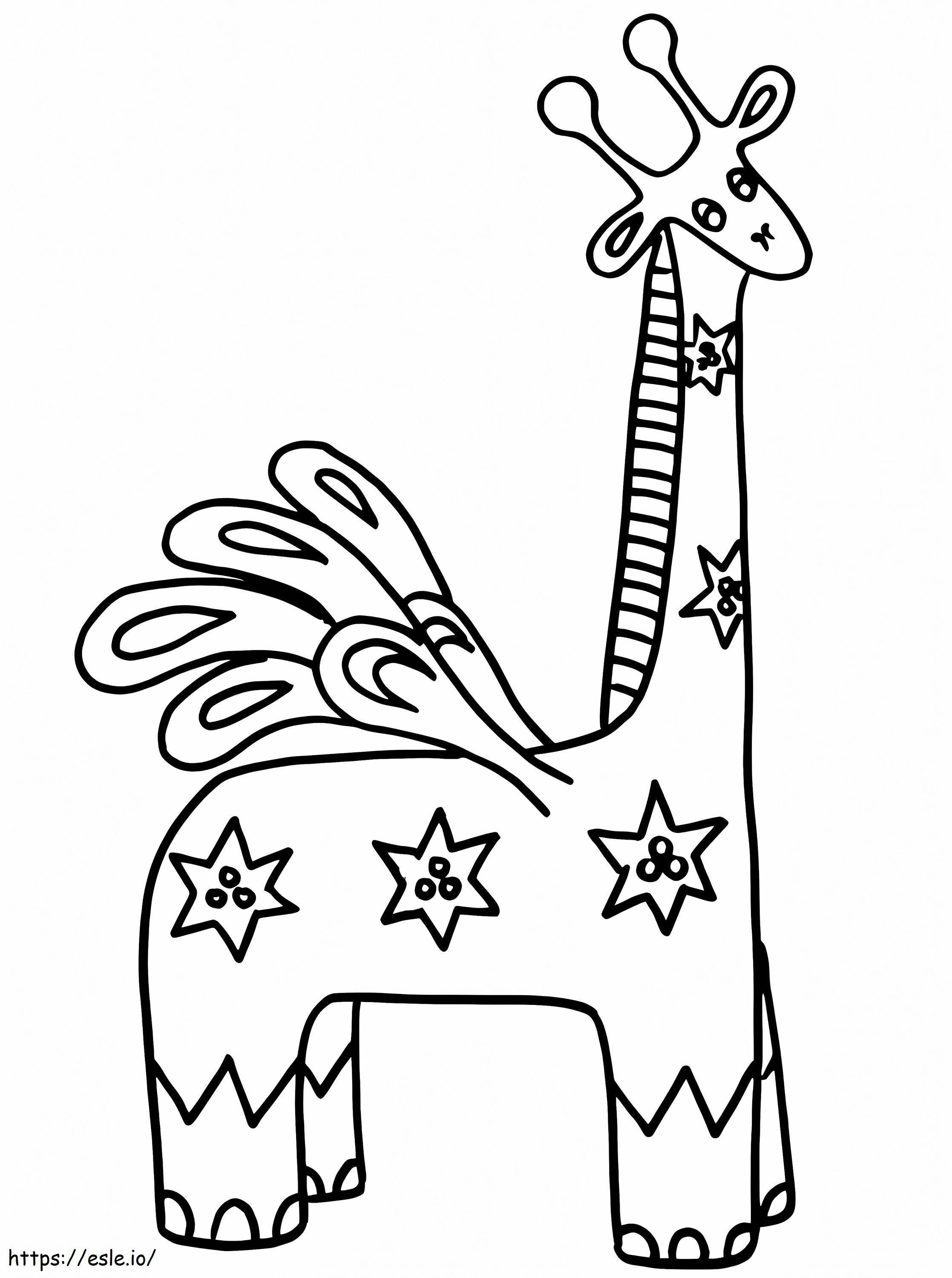Kanatlı Zürafa Alebrije boyama