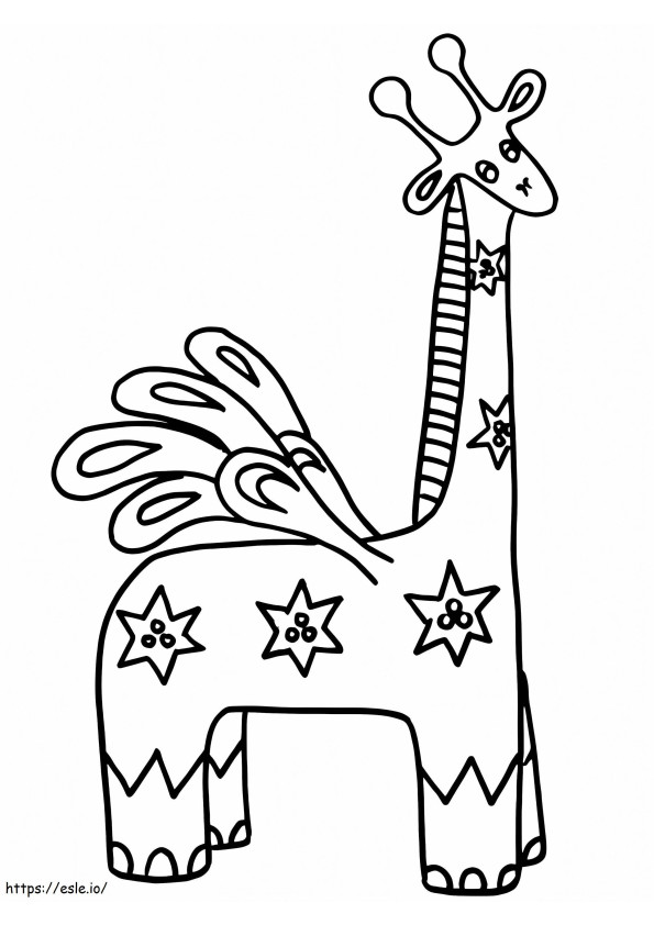 Giraf met vleugels Alebrije kleurplaat