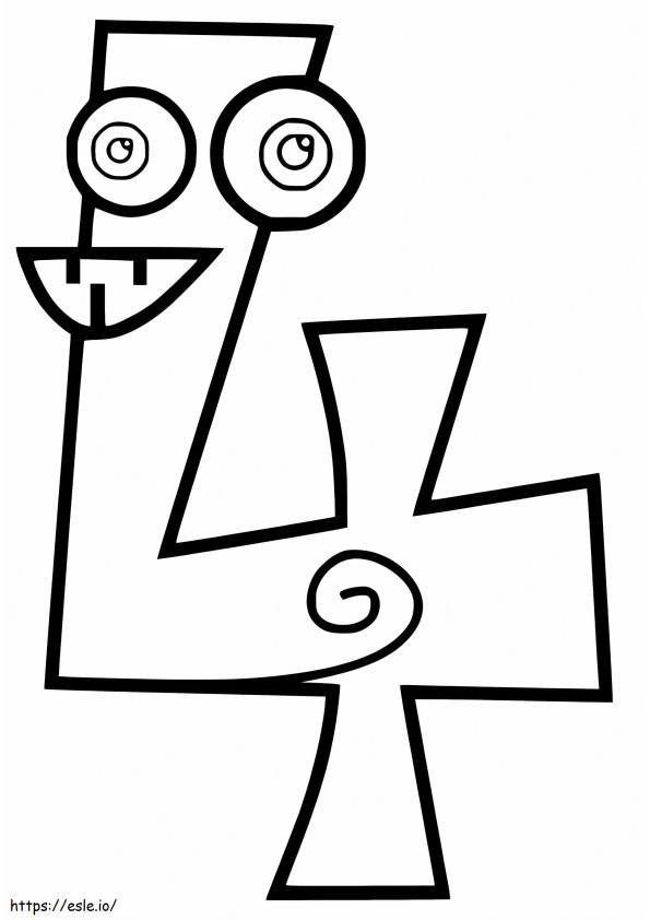 Crazy Number 4 coloring page
