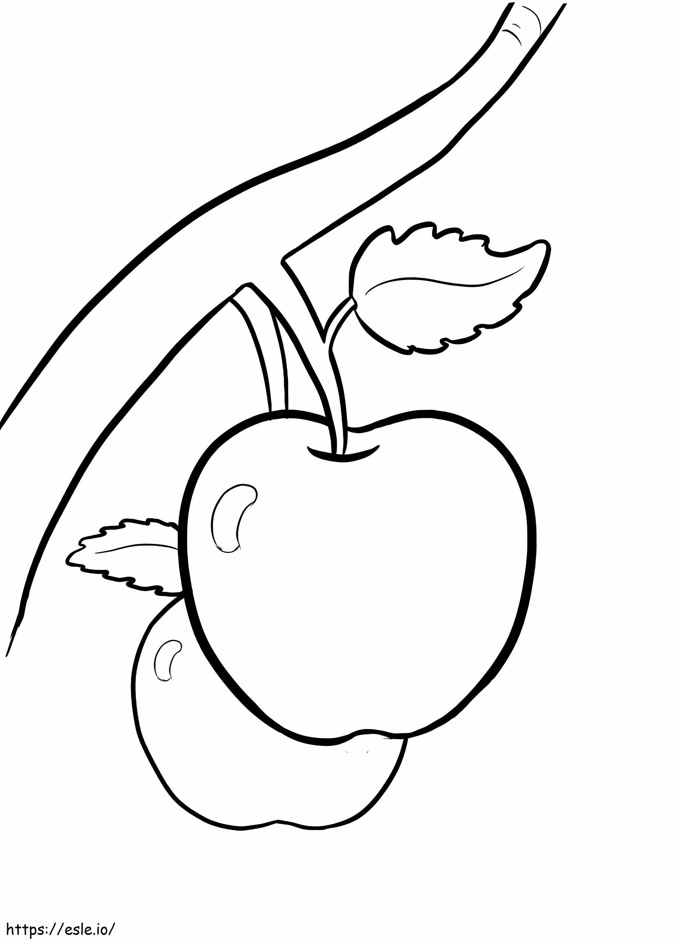 Coloriage Deux pommes sur l'arbre à imprimer dessin
