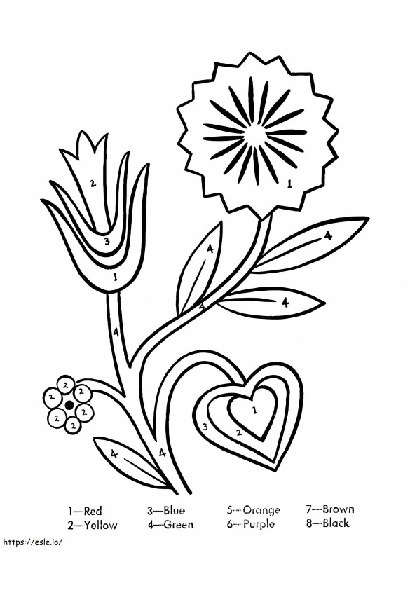 Flowers Color By Number For Kids coloring page