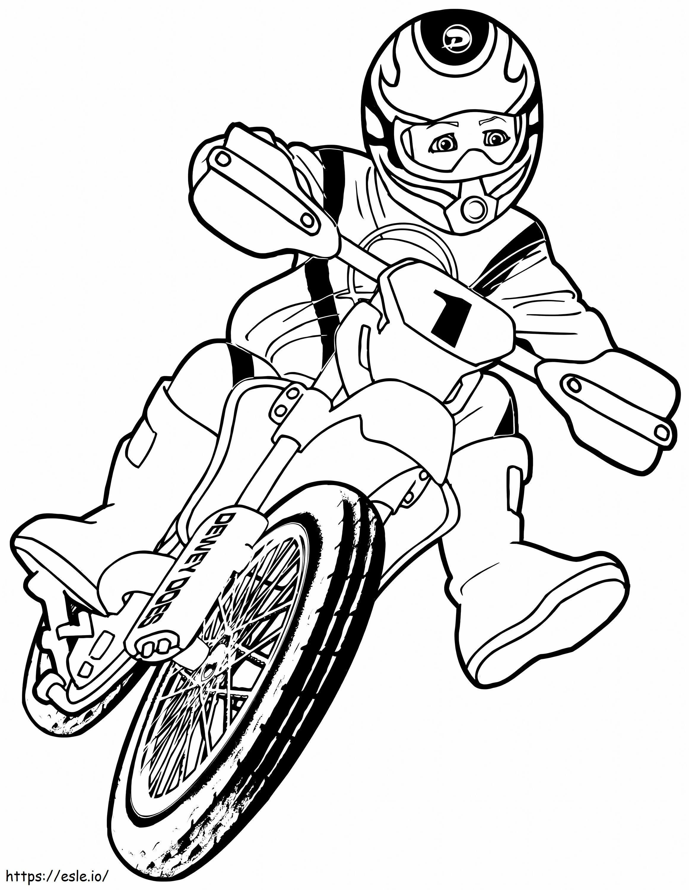 Menino andando de motocicleta para colorir