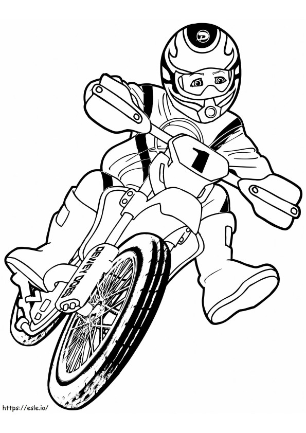 Băiat călare pe motocicletă de colorat