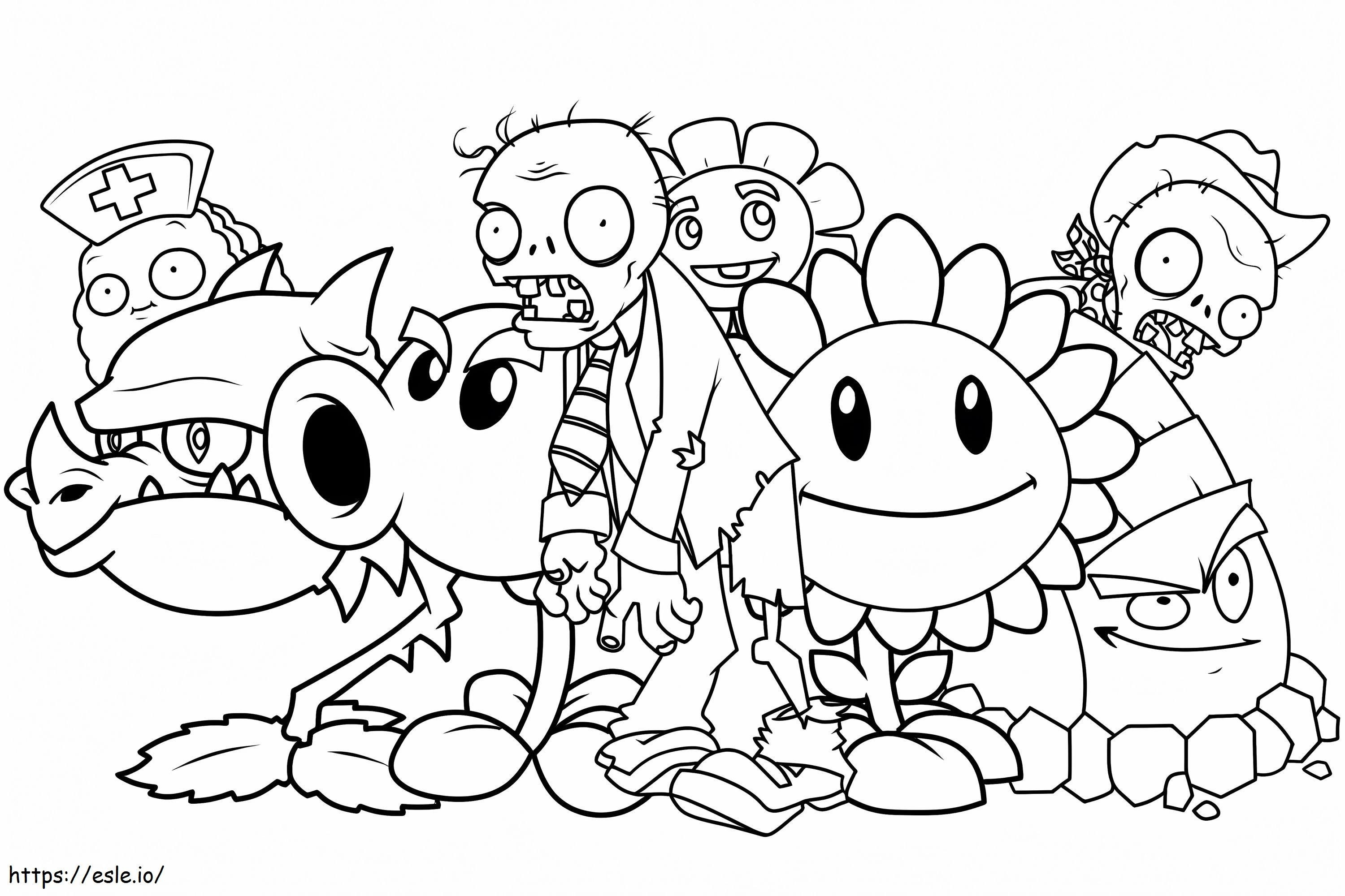 Todos los personajes de Plantas Vs Zombies para colorear