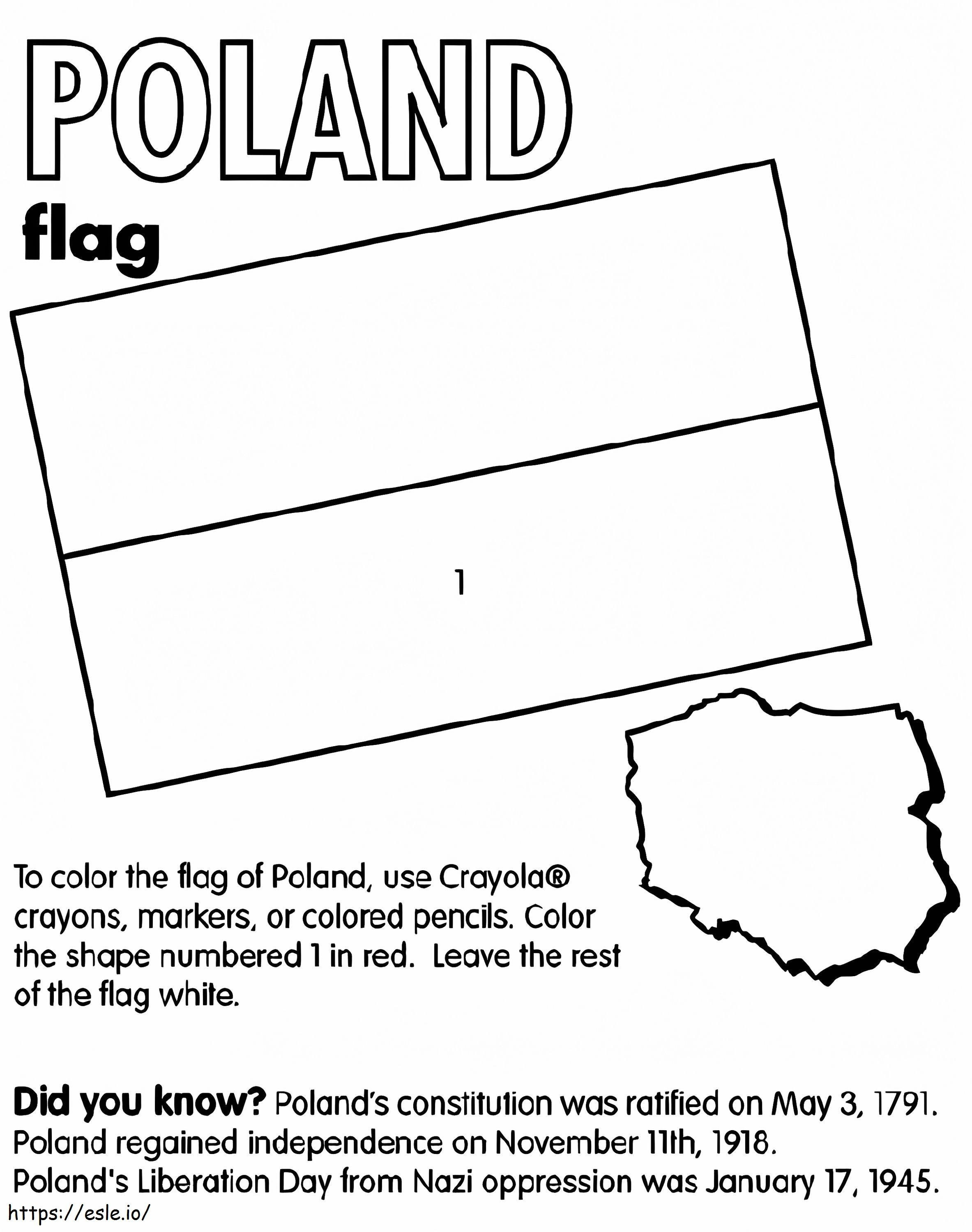 Mappa e bandiera della Polonia da colorare