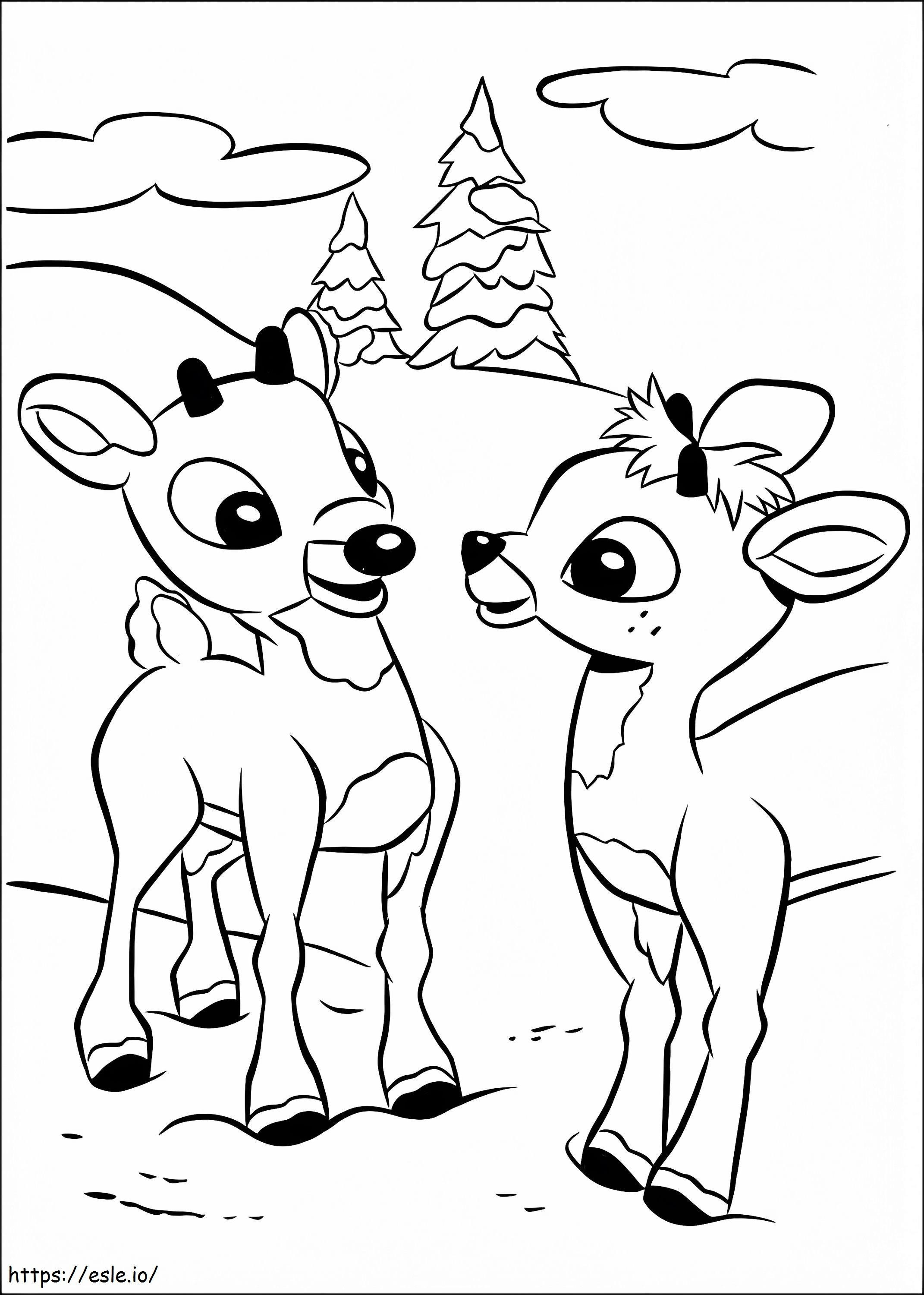 Rudolph și prieten de colorat