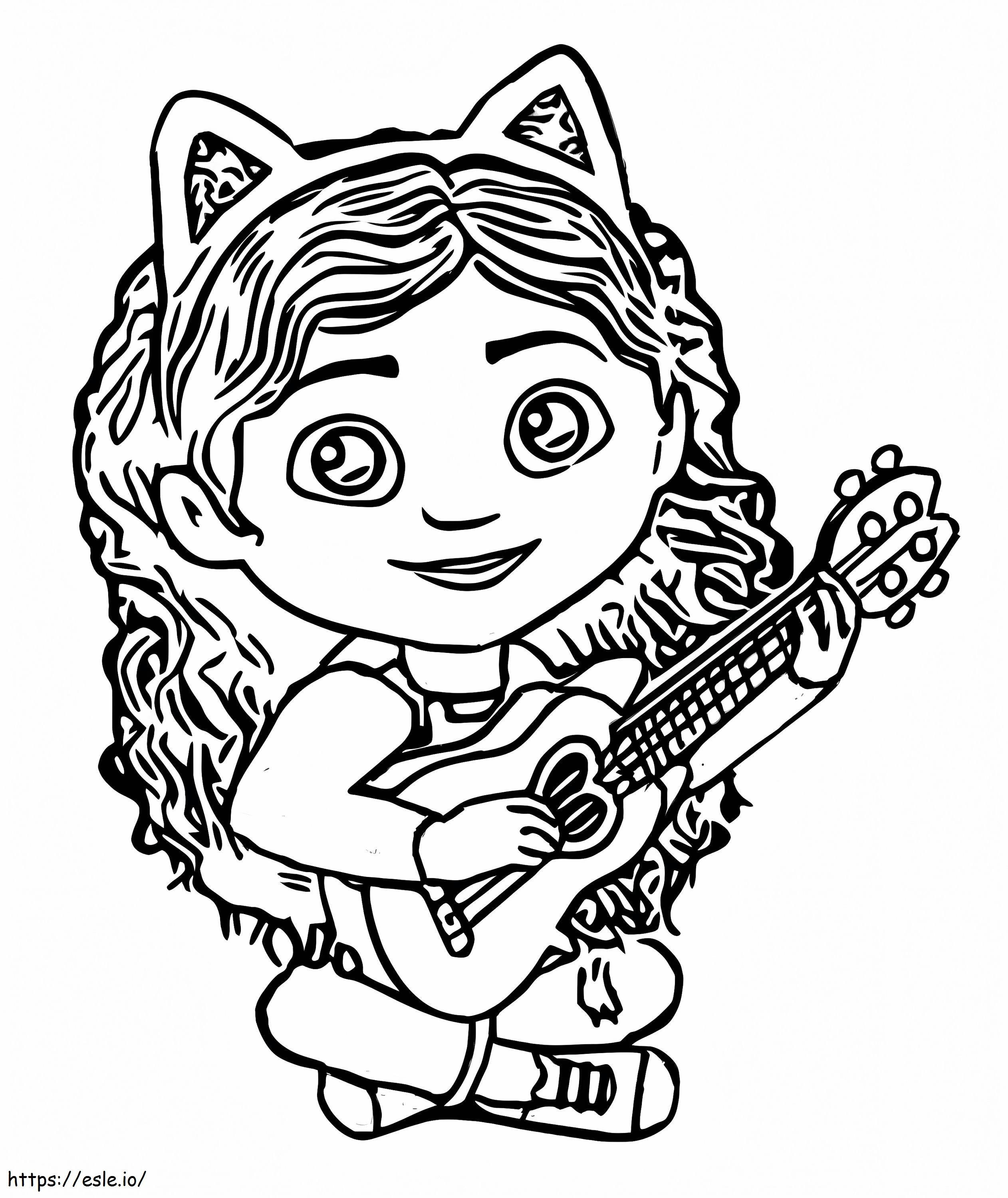 Coloriage Gabby jouant de la guitare à imprimer dessin