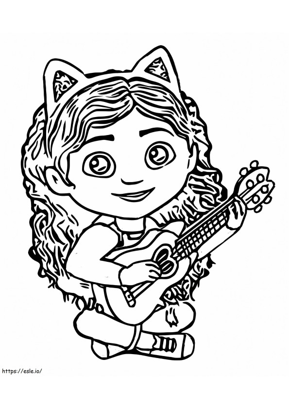 Coloriage Gabby jouant de la guitare à imprimer dessin