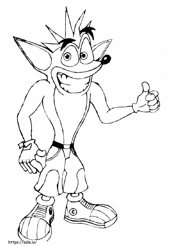 Happy Crash Bandicoot coloring page