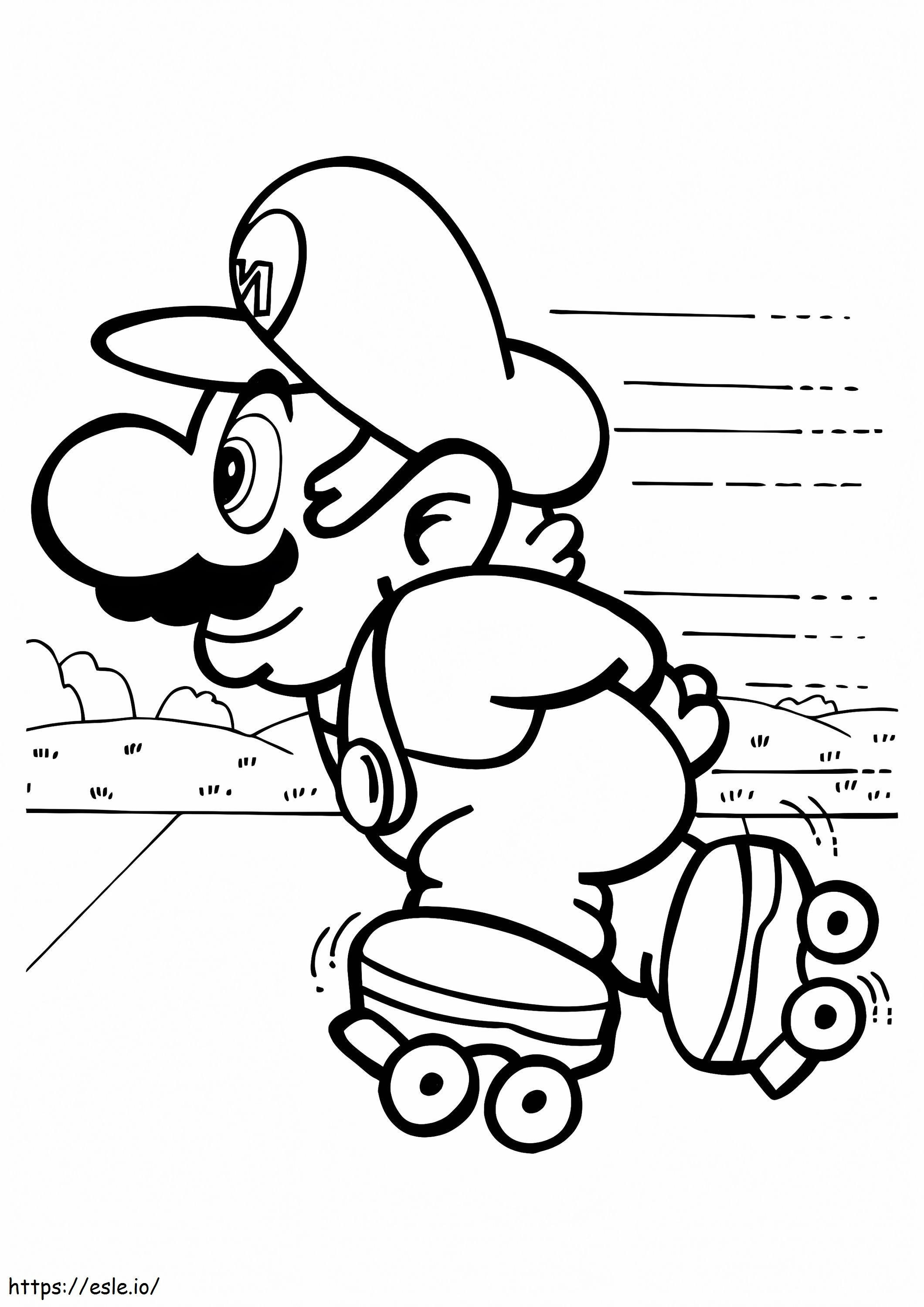 Mario pe patine cu rotile de colorat