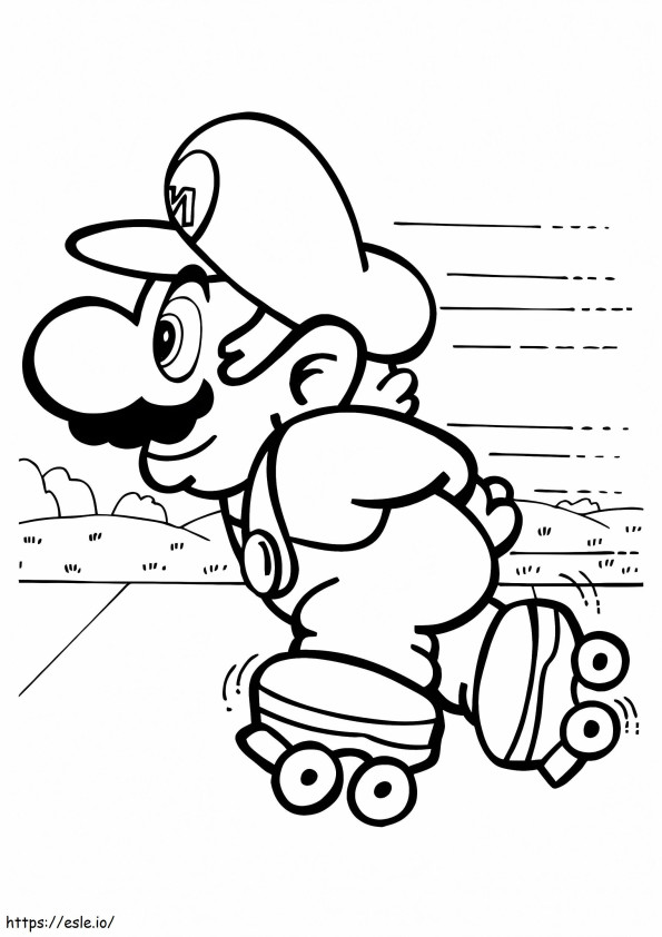 Mario en patines para colorear