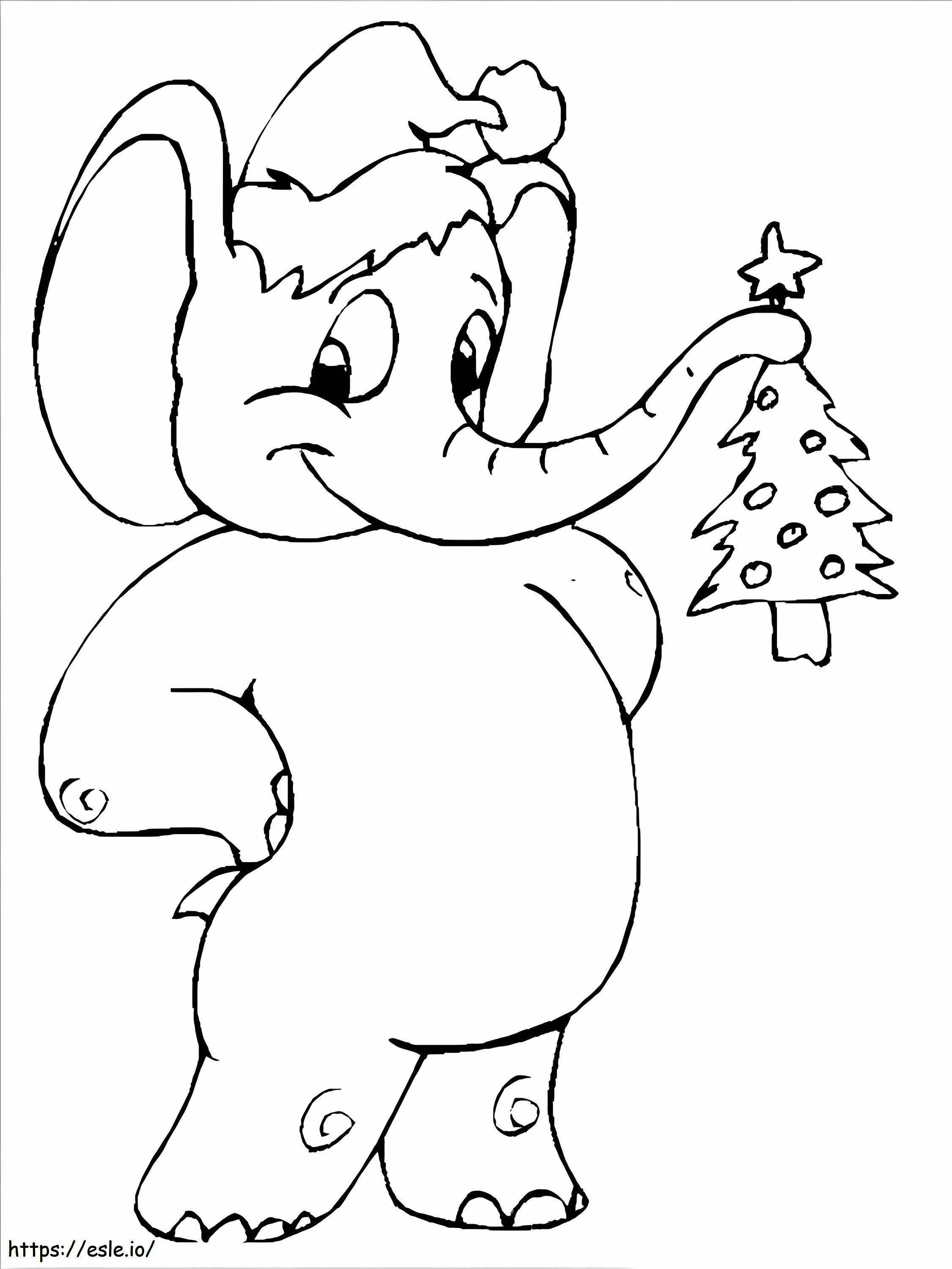 Coloriage Éléphant de Noël à imprimer dessin