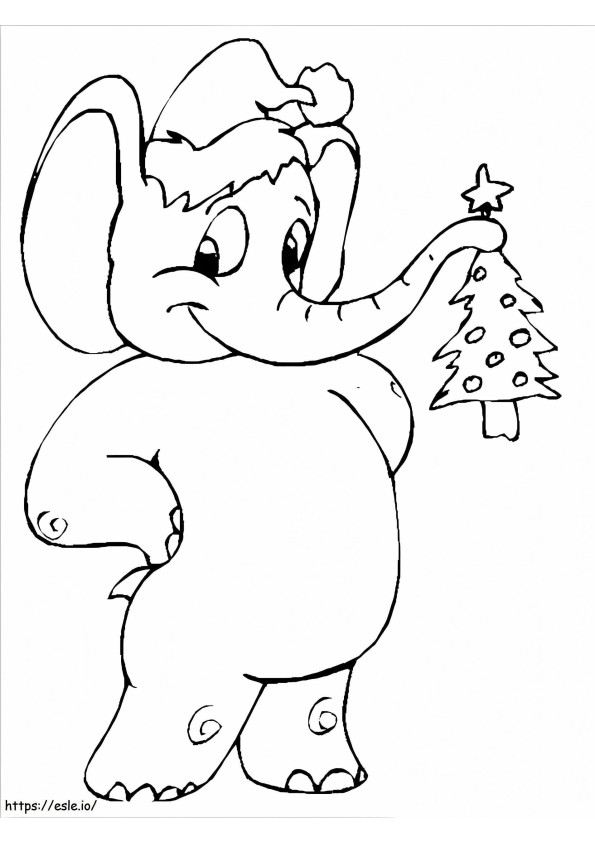 Joulu Elefantti värityskuva