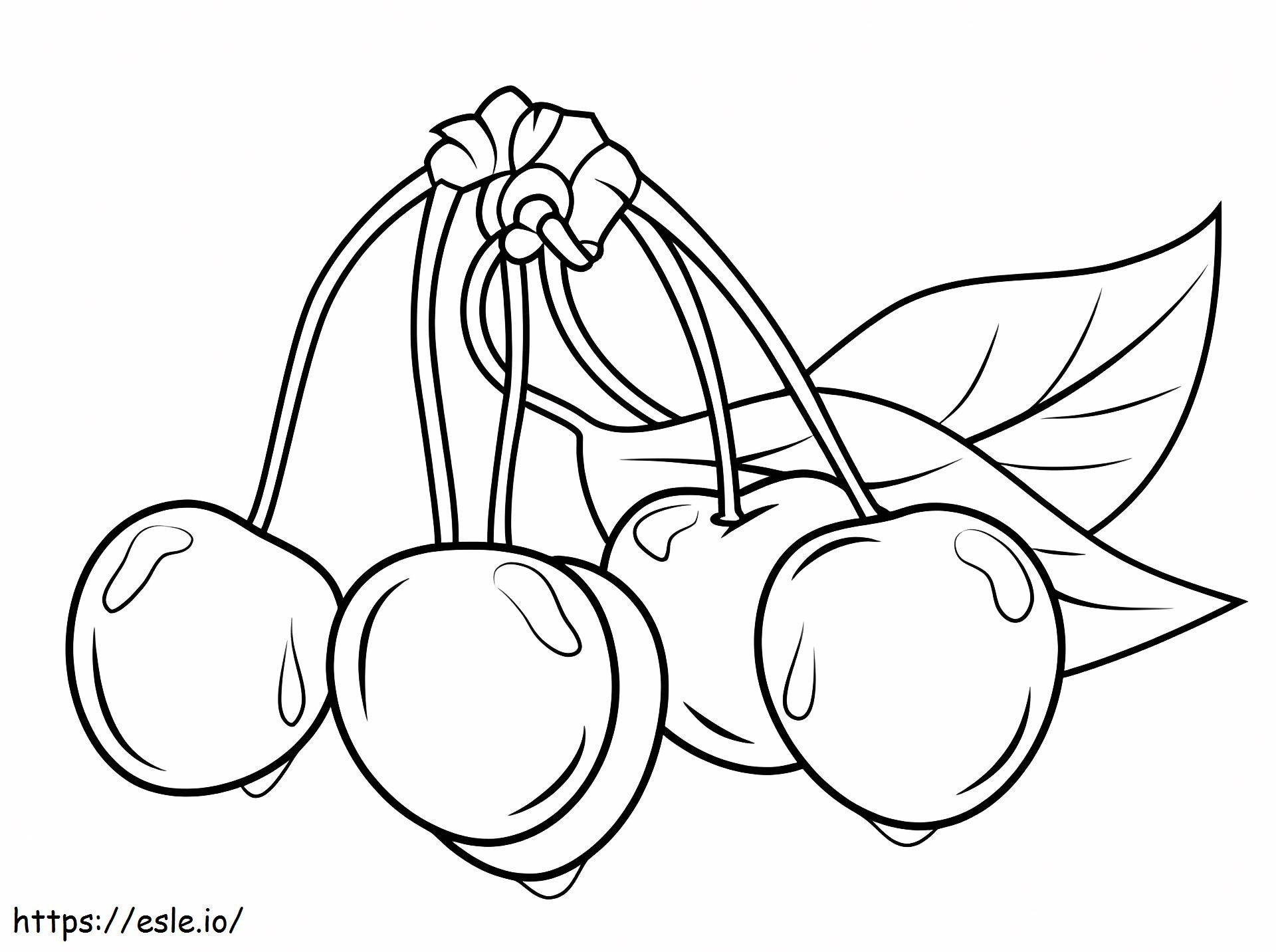 Cherries With Leaves coloring page
