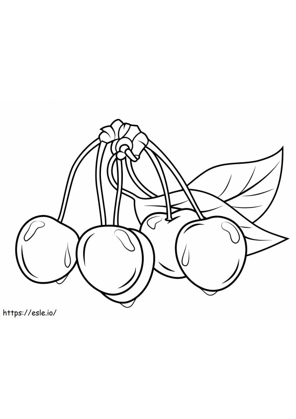 Cherries With Leaves coloring page