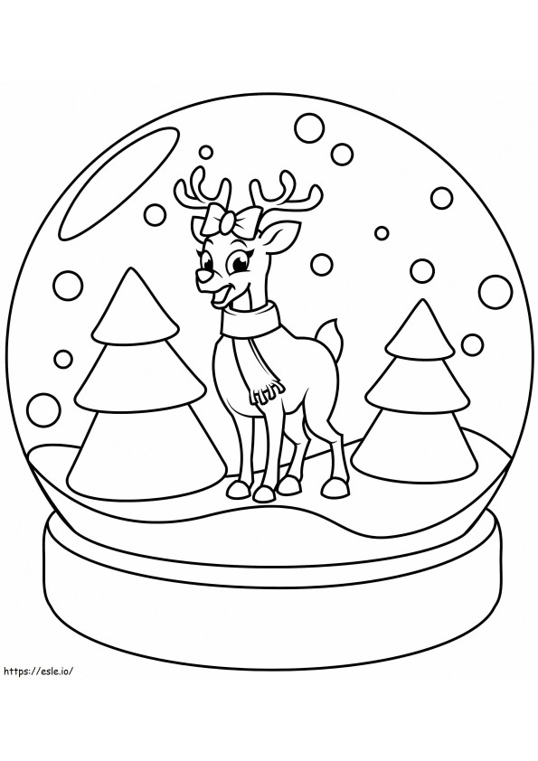Coloriage Joli renne dans une boule à neige à imprimer dessin