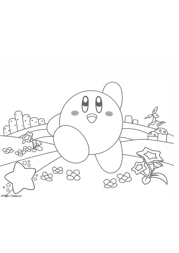 Coloriage Joyeux Kirby en cours d'exécution à imprimer dessin