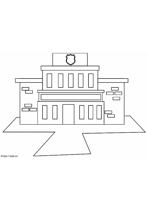 Easy Police Station Building coloring page