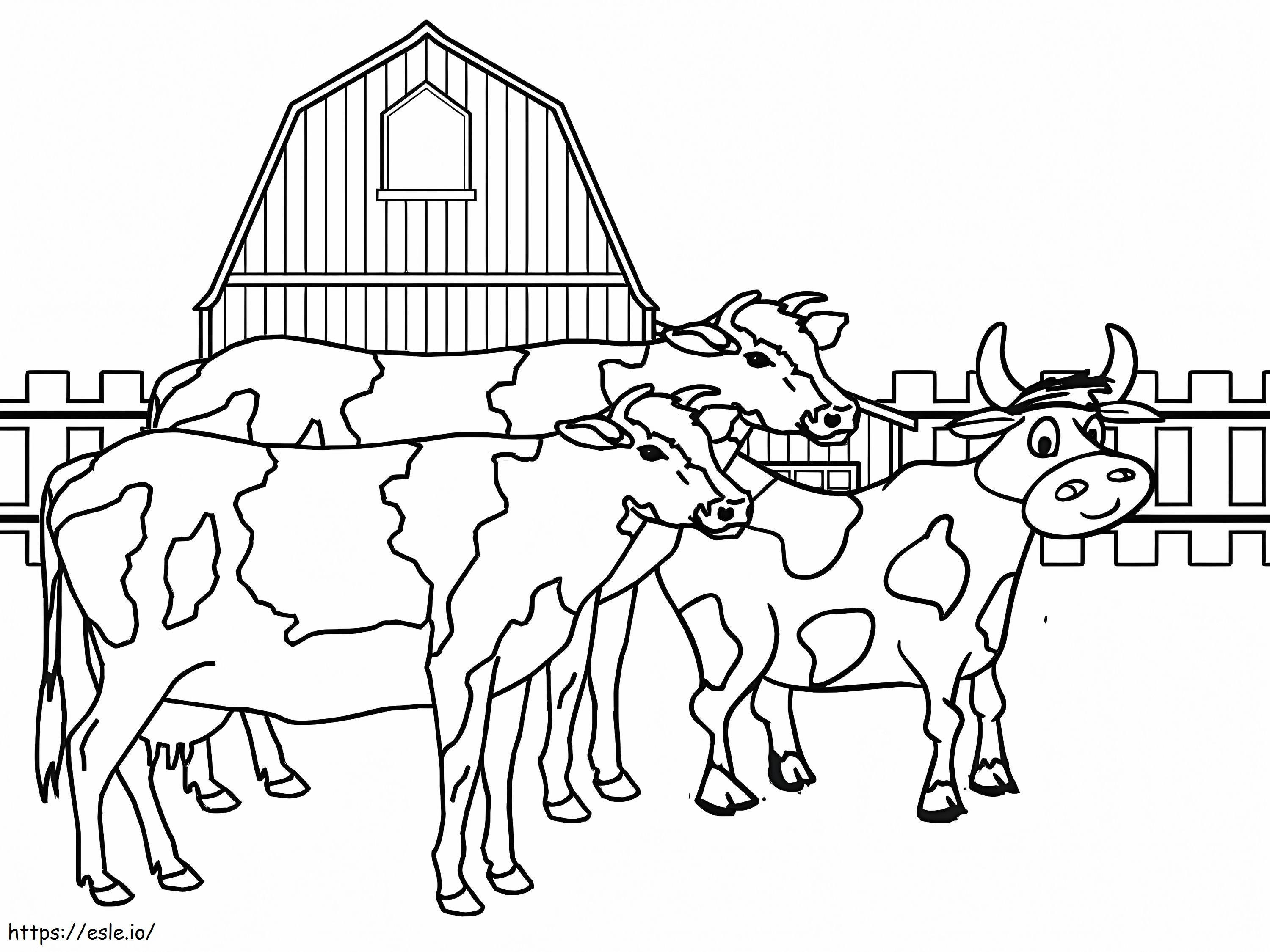 Coloriage Corral de vaches à imprimer dessin