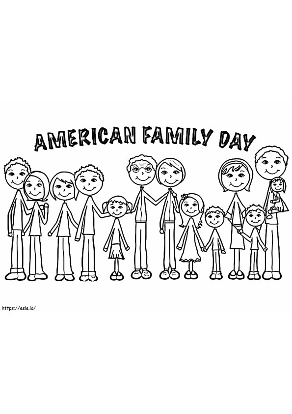 Coloriage Journée de la famille américaine à imprimer dessin