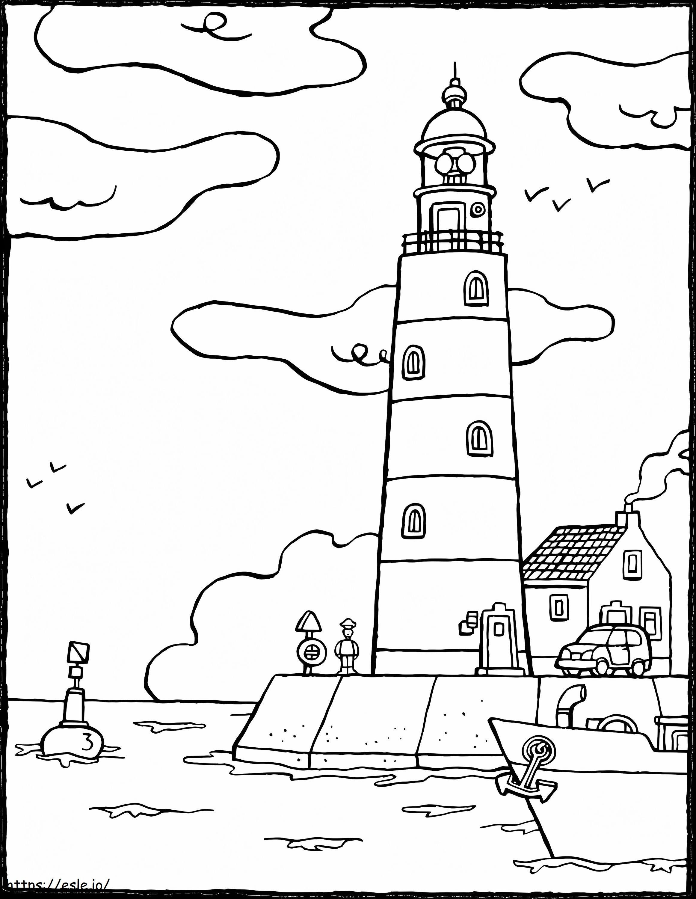 通常の灯台 1 ぬりえ - 塗り絵