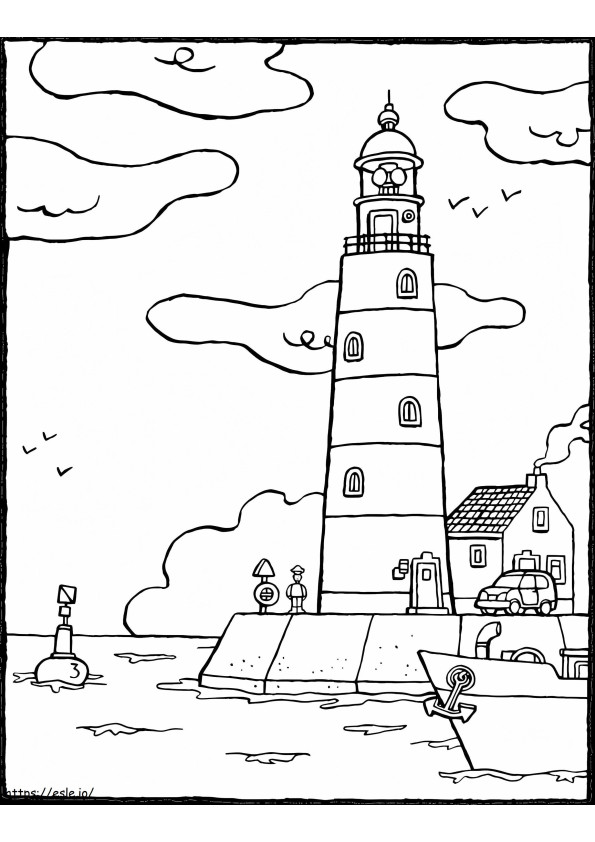 通常の灯台 1 ぬりえ - 塗り絵