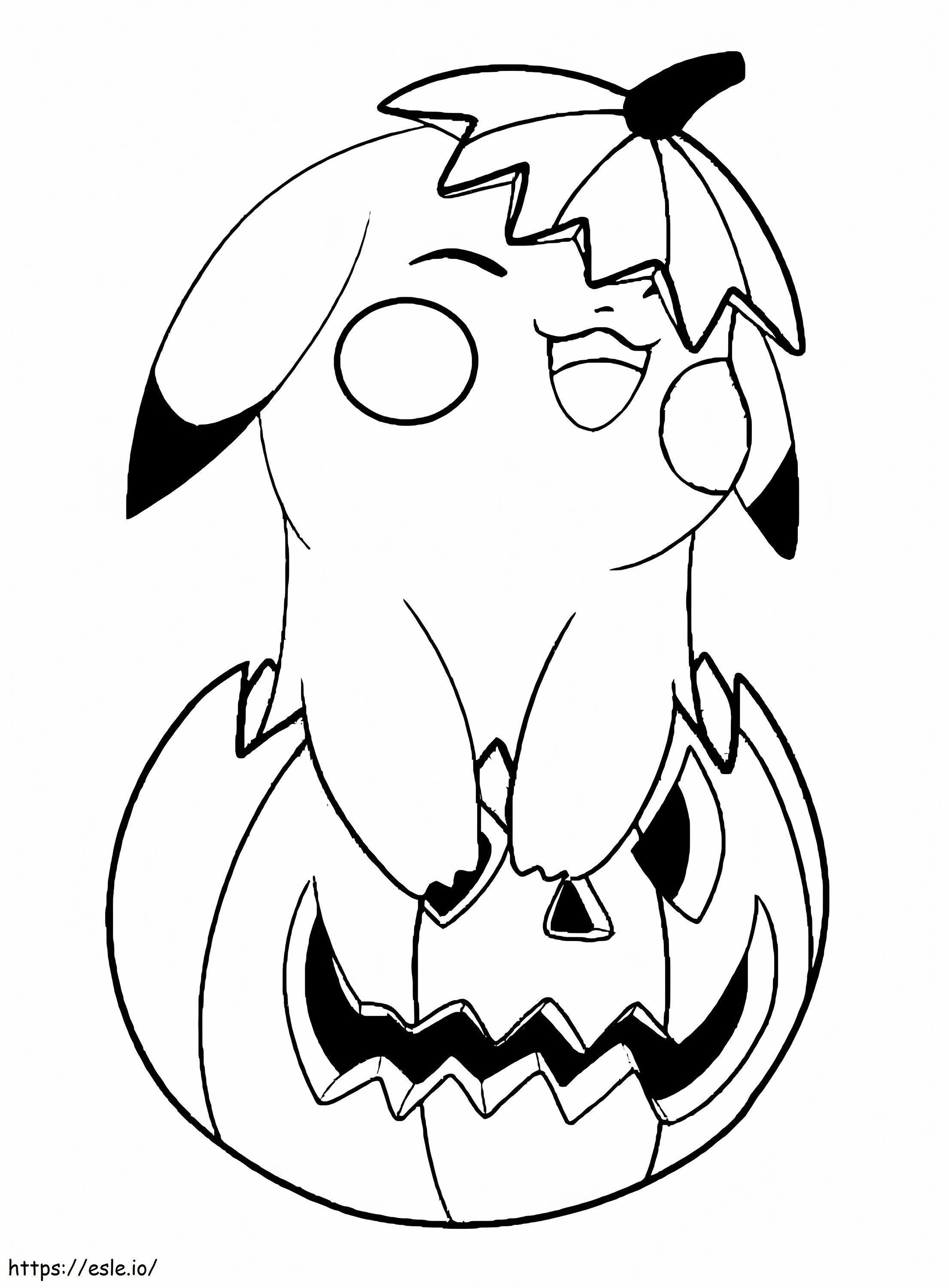 Pikachu e zucca di Halloween da colorare
