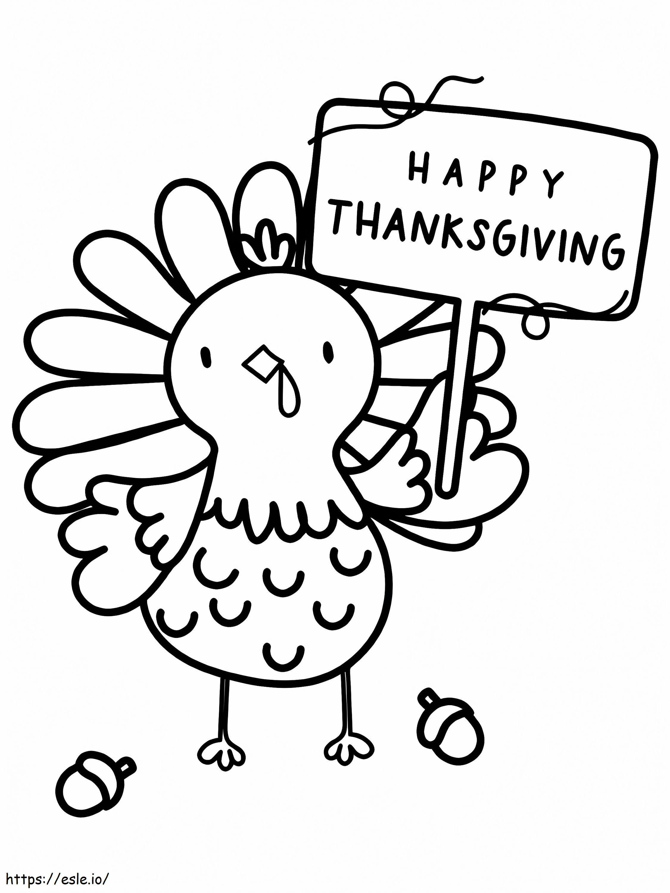 Happy Thanksgiving Turkey 2 coloring page