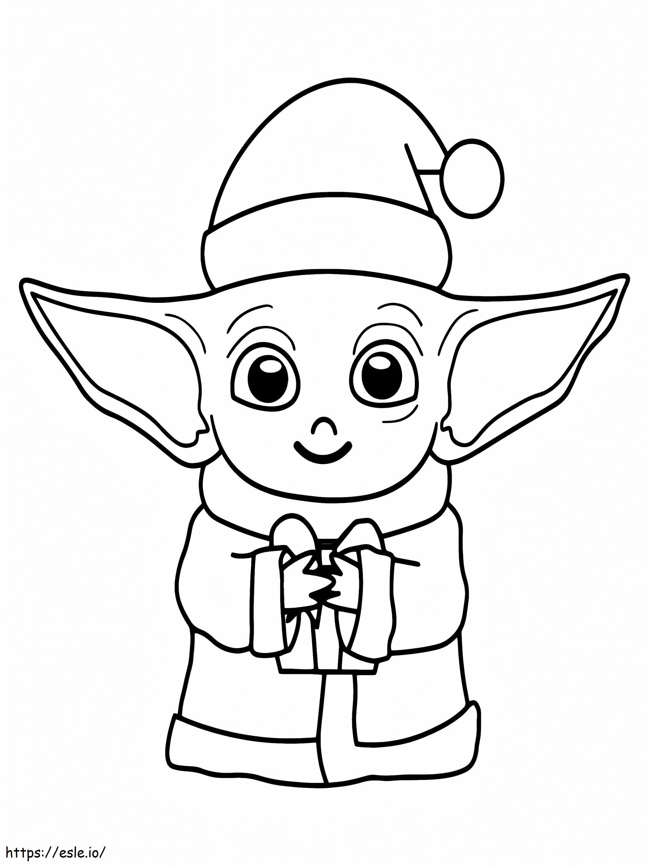 Baby Yoda de colorat de Crăciun 17 de colorat