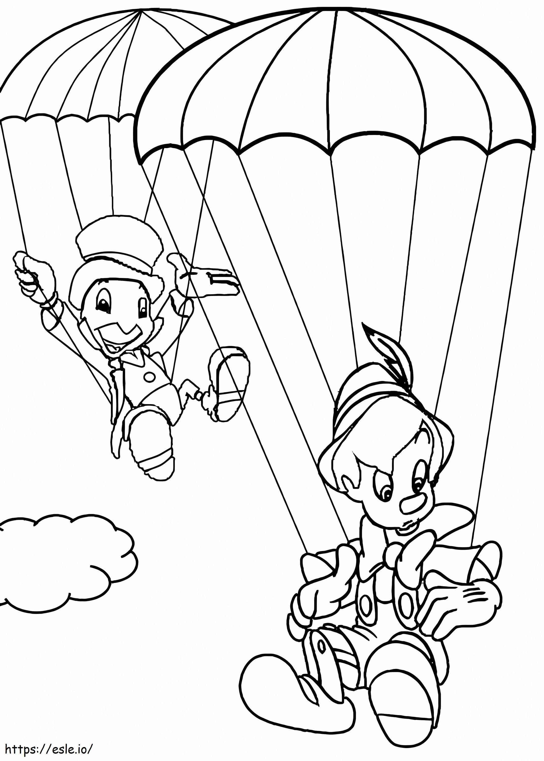 Pinocchio și greierul Jiminy de colorat