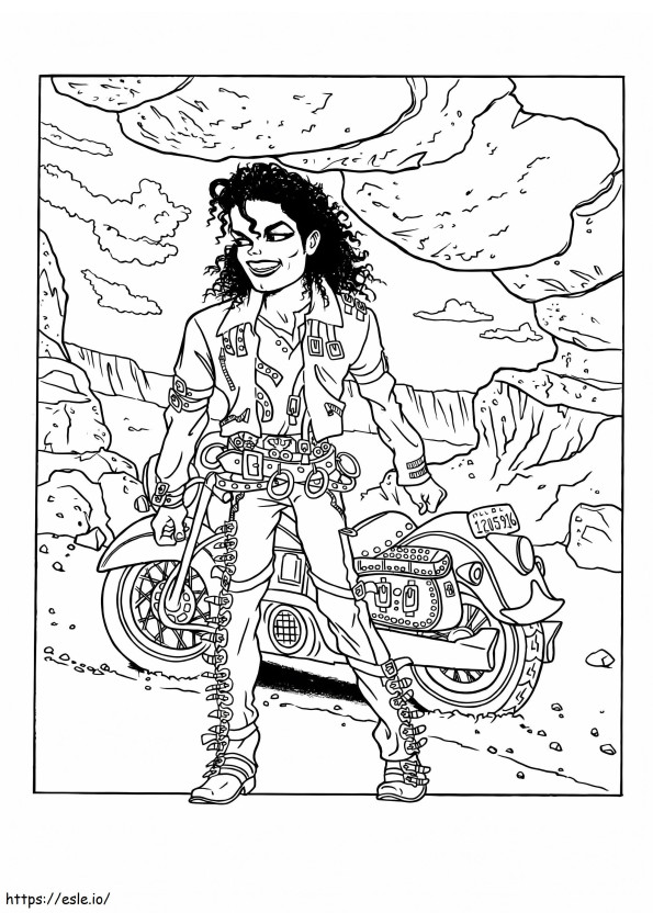 Coloriage Michael Jackson et sa moto à imprimer dessin