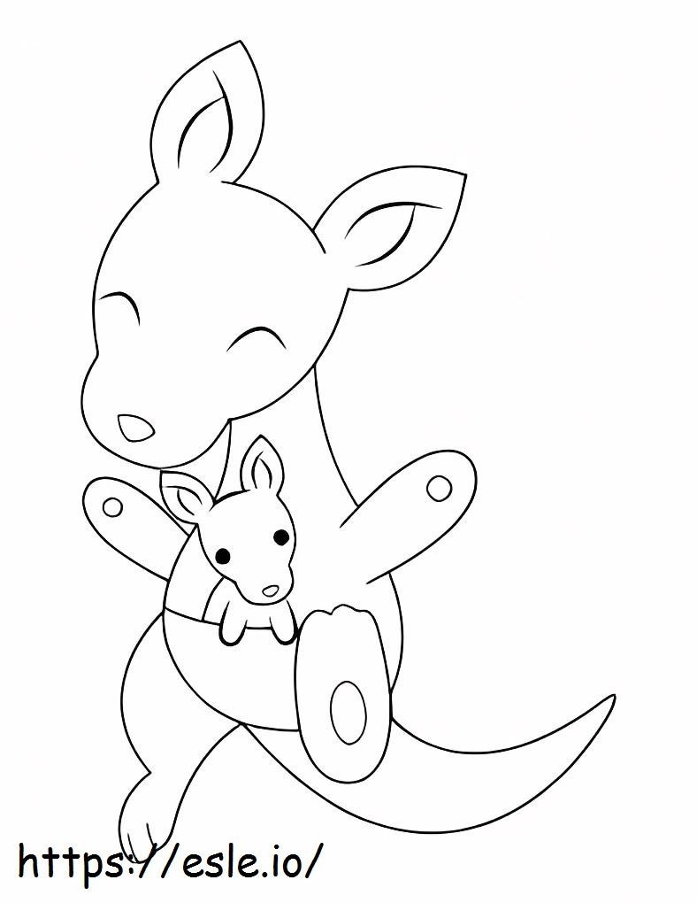 Cute Mother And Baby Kangaroo coloring page