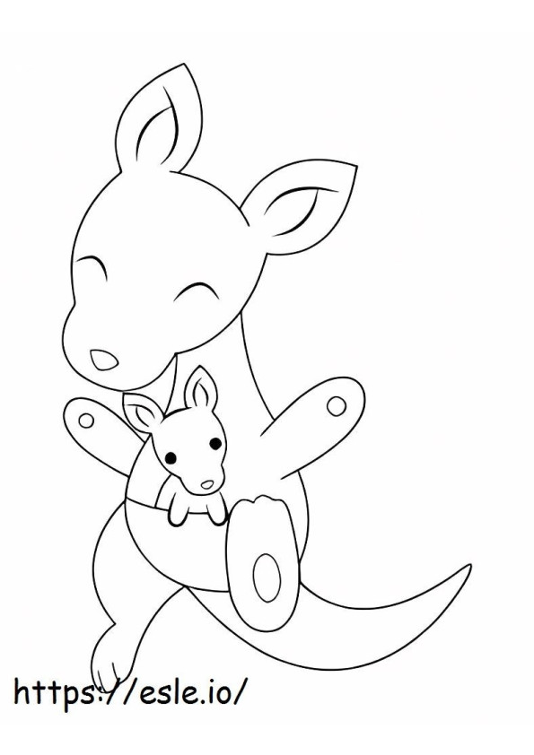 Cute Mother And Baby Kangaroo coloring page