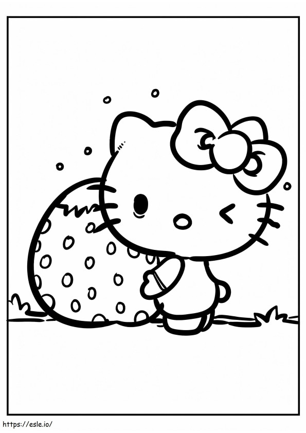 Coloriage Hello Kitty à la fraise à imprimer dessin