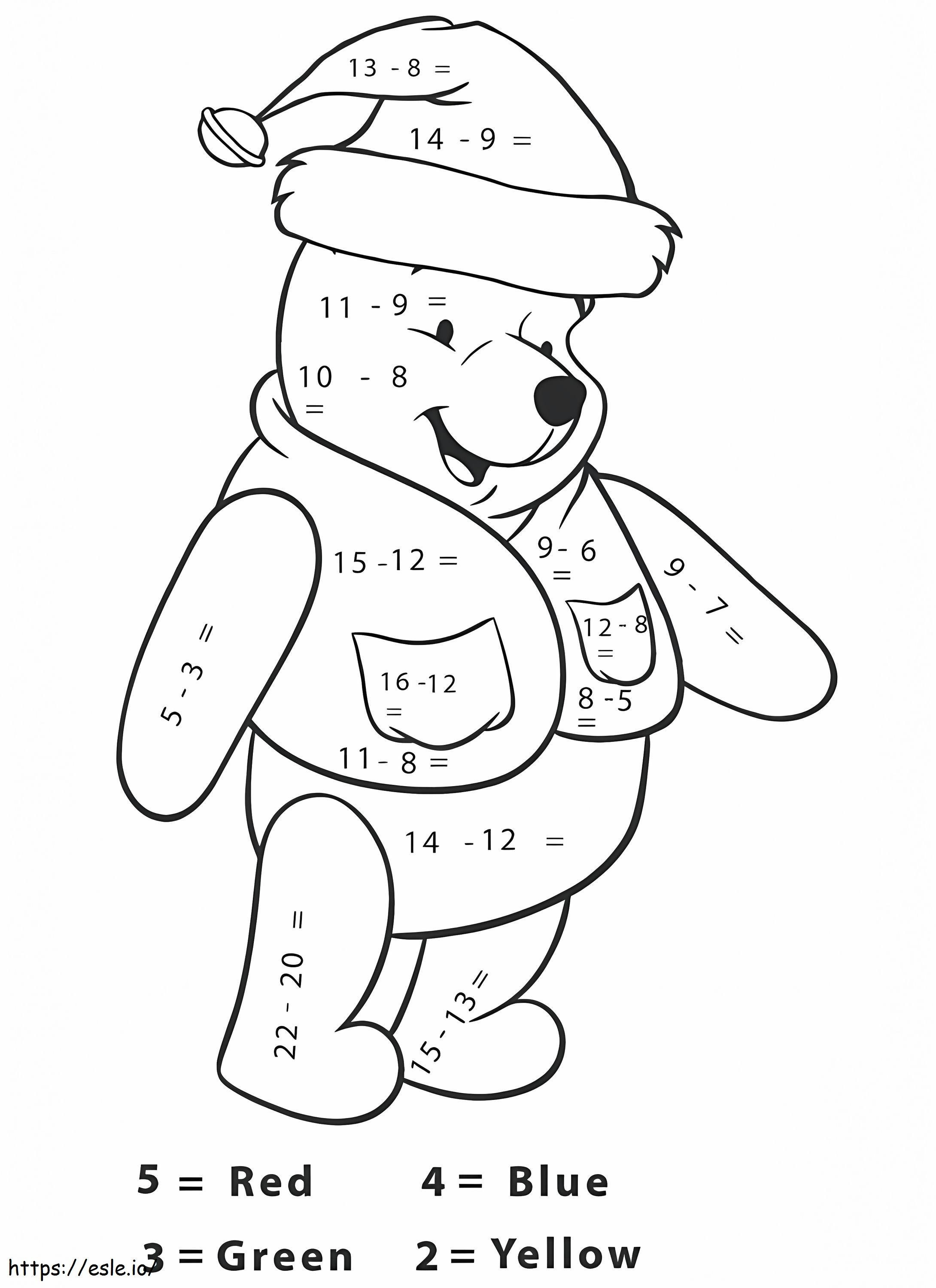 Subtração do Ursinho Pooh, cor por número para colorir