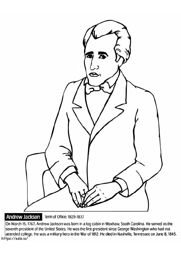 Free Printable Andrew Jackson coloring page