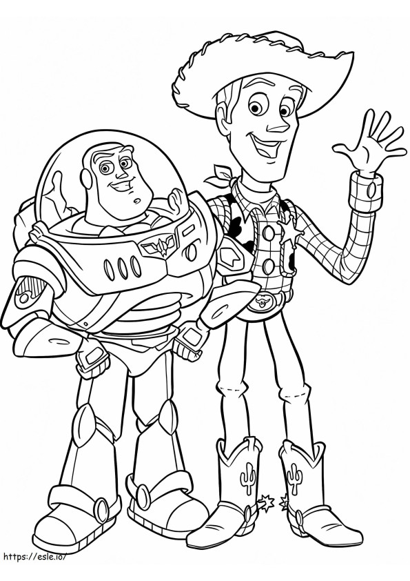 Coloriage Les bases de Woody et Buzz à imprimer dessin