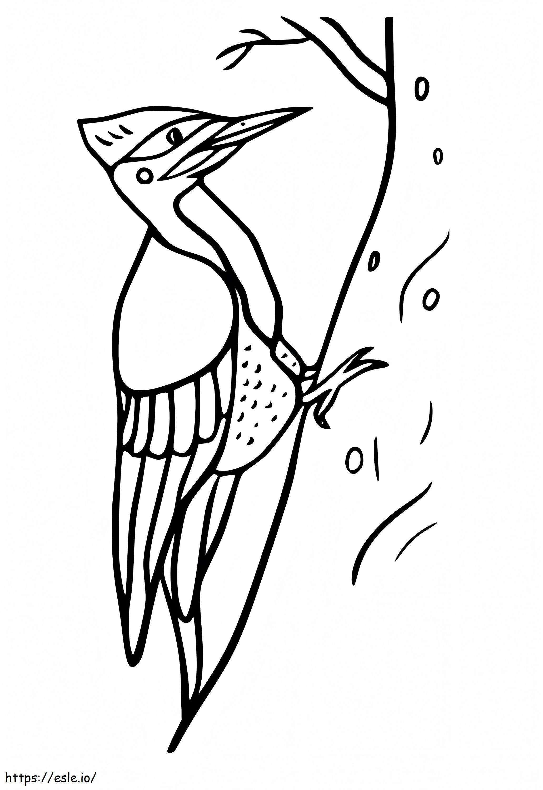 Woodpecker On A Tree coloring page