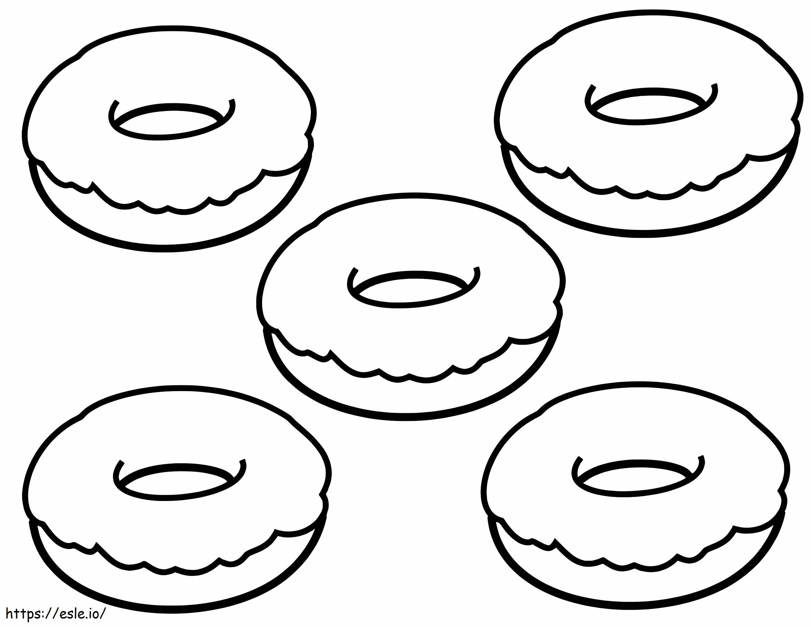Fünf Donuts ausmalbilder