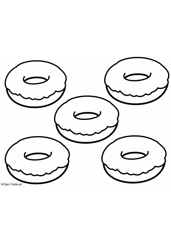 Five Donuts coloring page