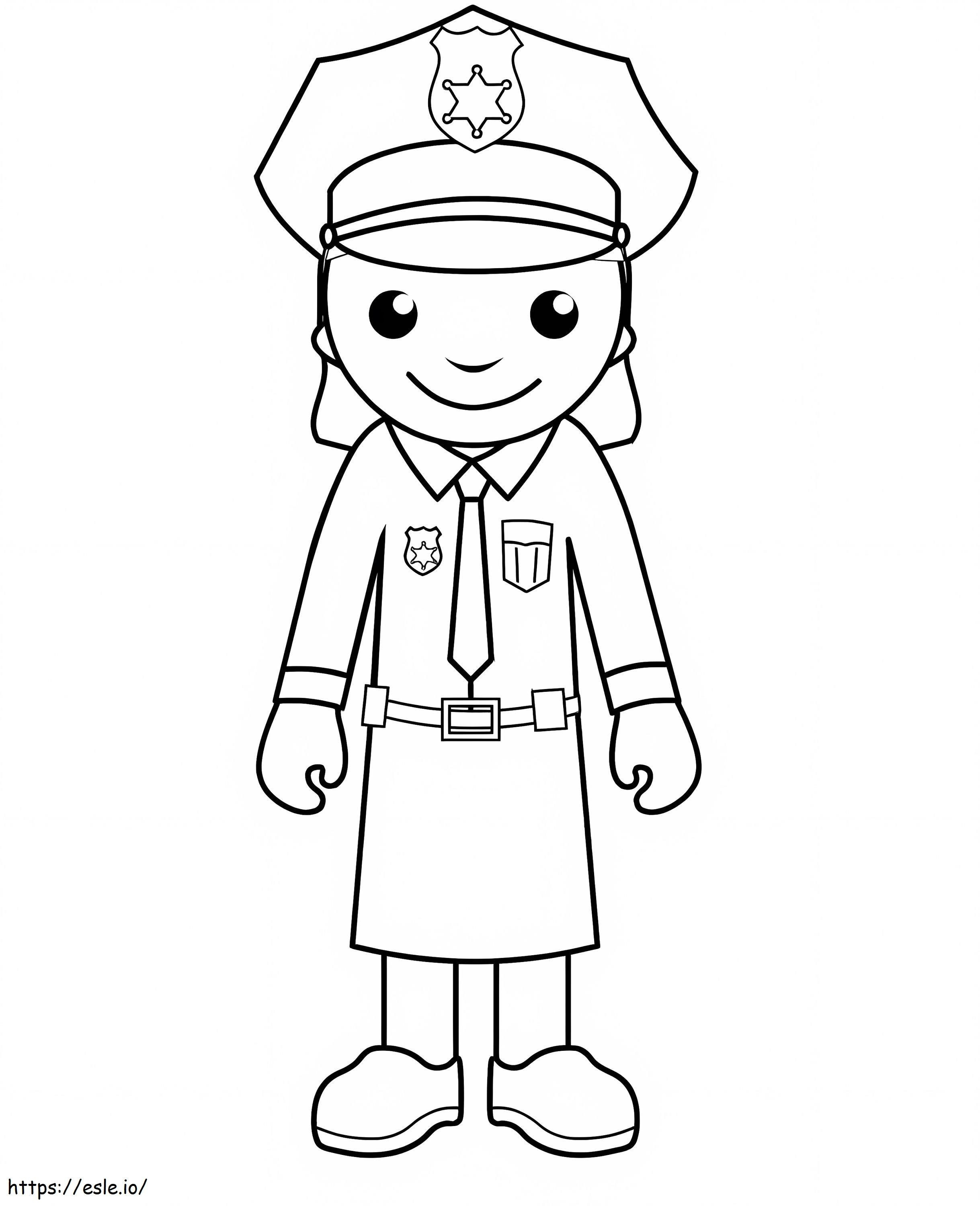 Coloriage Police de fille souriante à imprimer dessin
