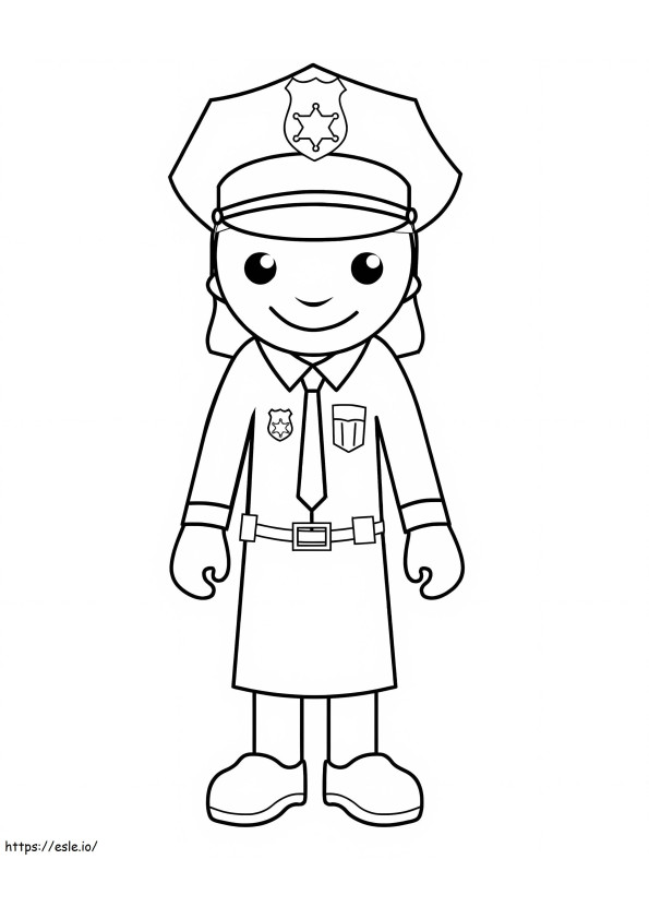Coloriage Police de fille souriante à imprimer dessin