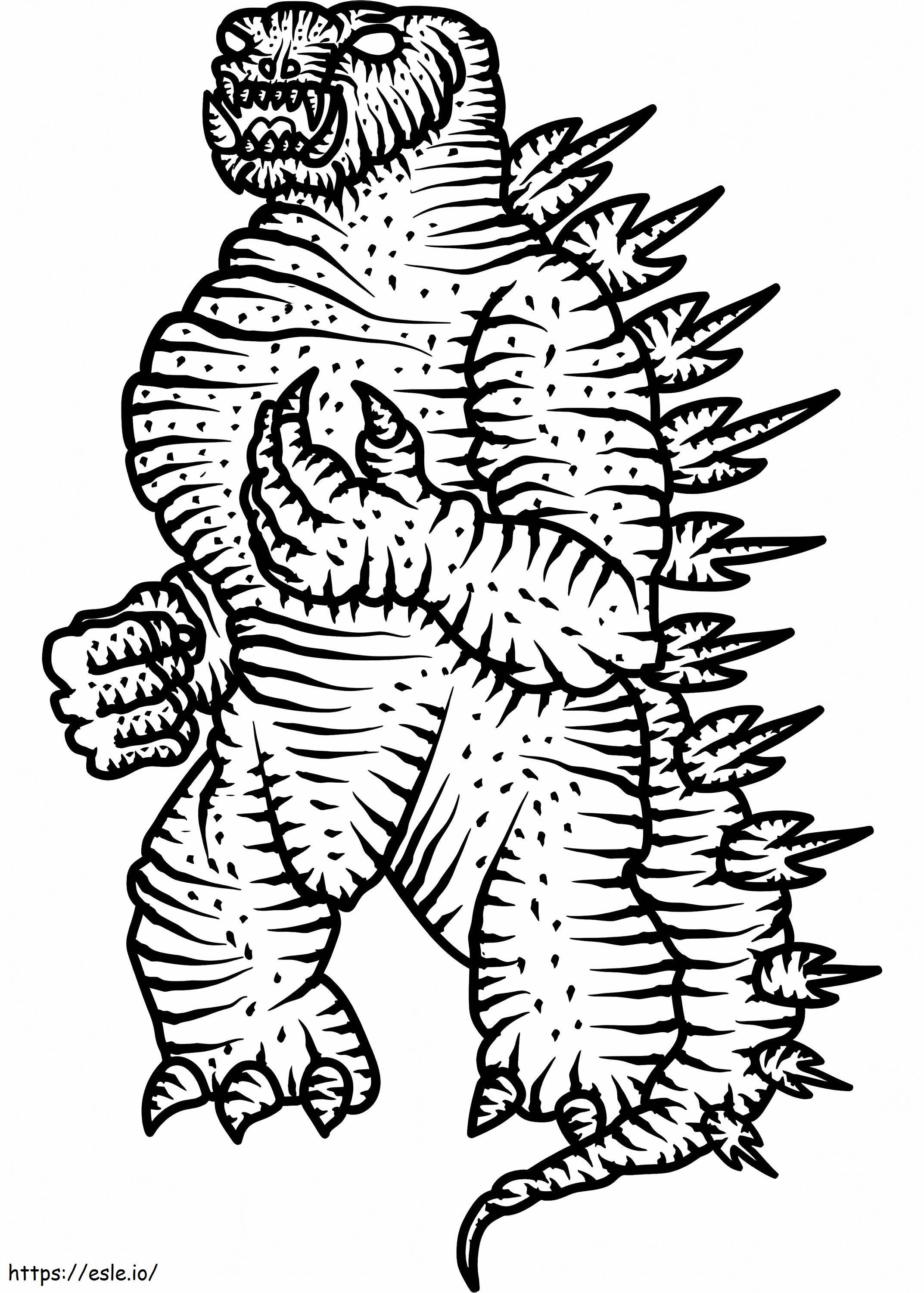 Draw Godzilla In Pencil coloring page