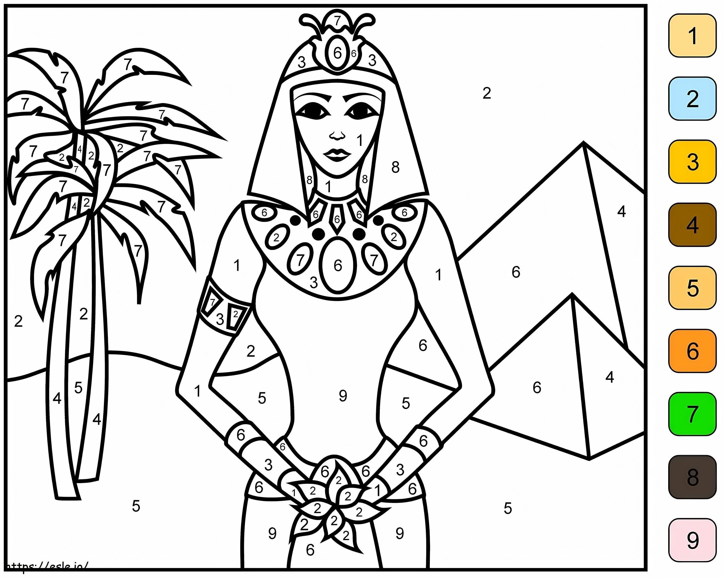 Egypte prinses kleur op nummer kleurplaat kleurplaat