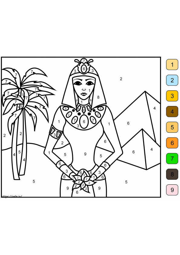 Princesa do Egito, cor por número para colorir