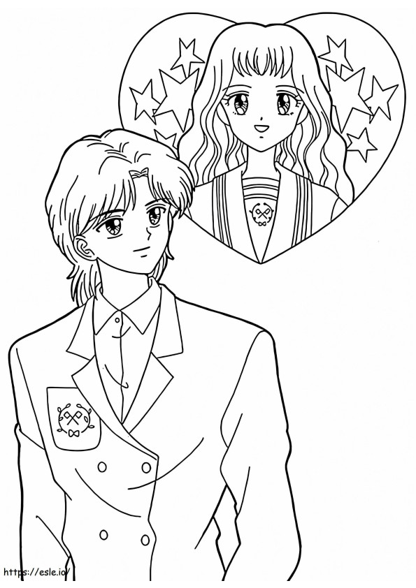 Anime Boy In Love coloring page