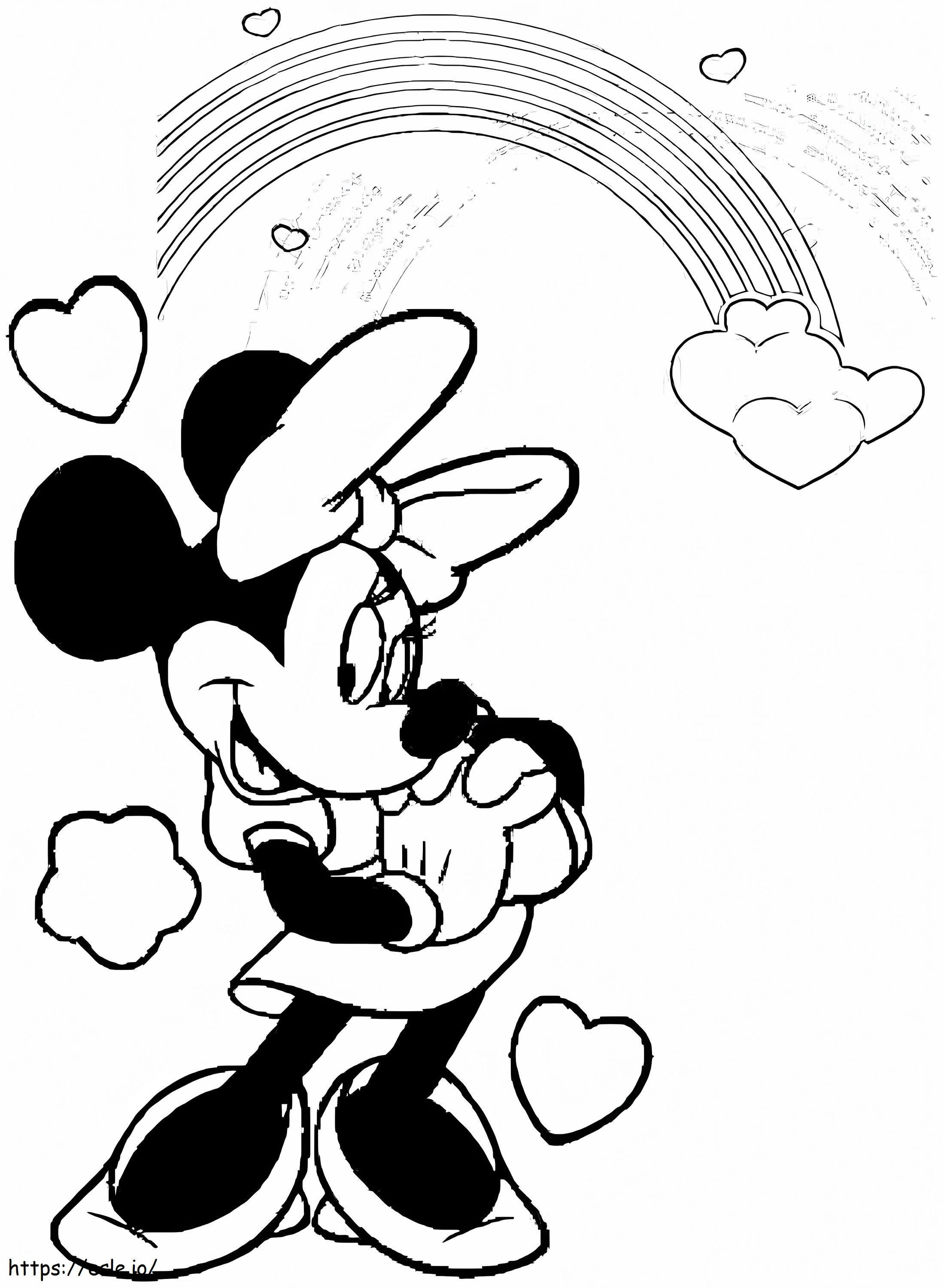 Coloriage Minnie Disney Saint-Valentin à imprimer dessin