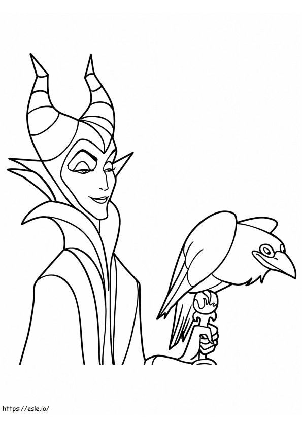 Maleficent With Crow coloring page